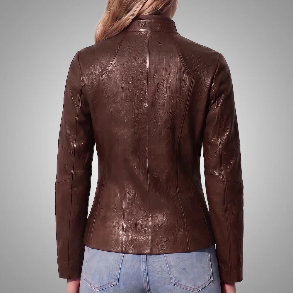 Women Reversible Lambskin Brown Leather Jacket | Smooth Nappa Finish