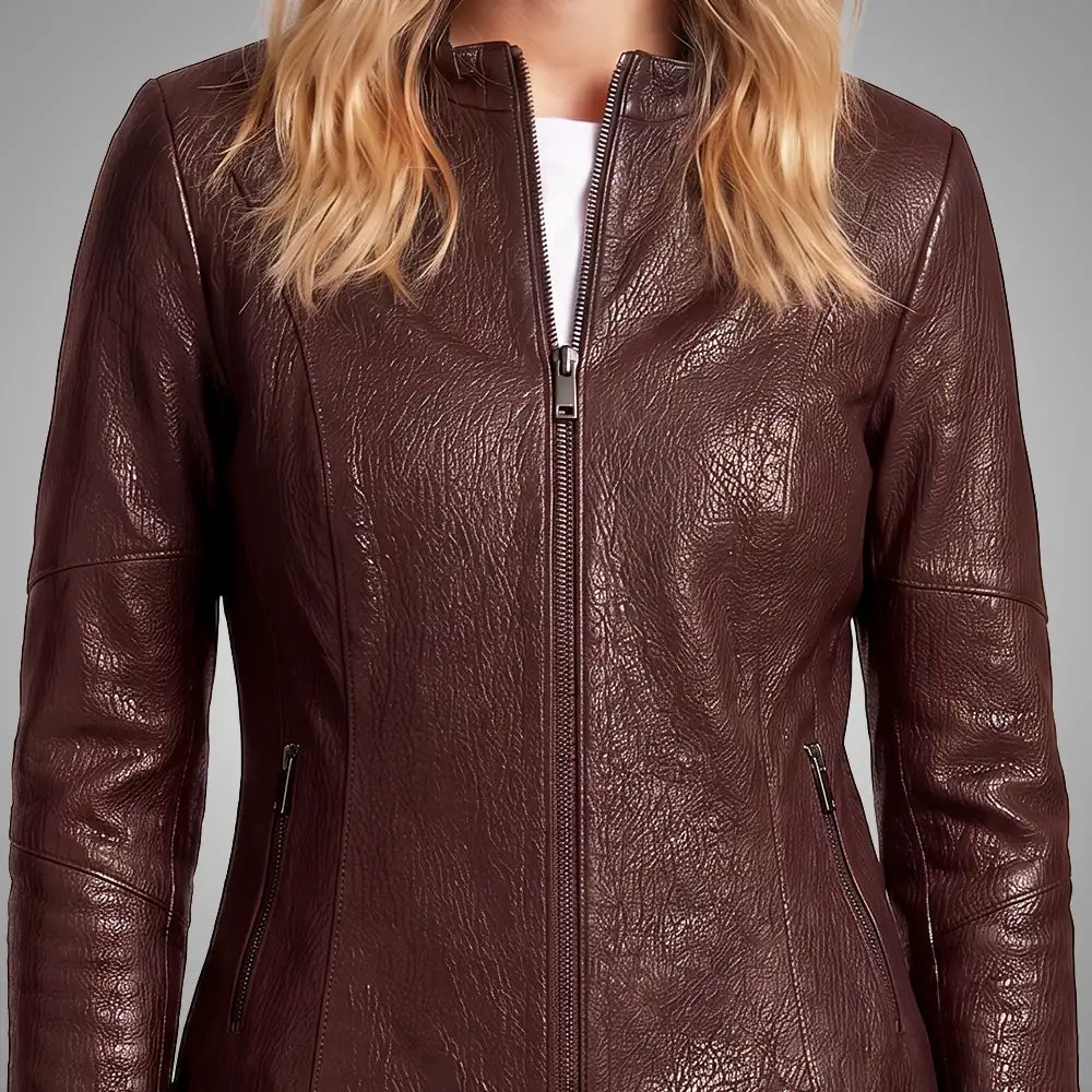 Women Reversible Lambskin Brown Leather Jacket | Smooth Nappa Finish