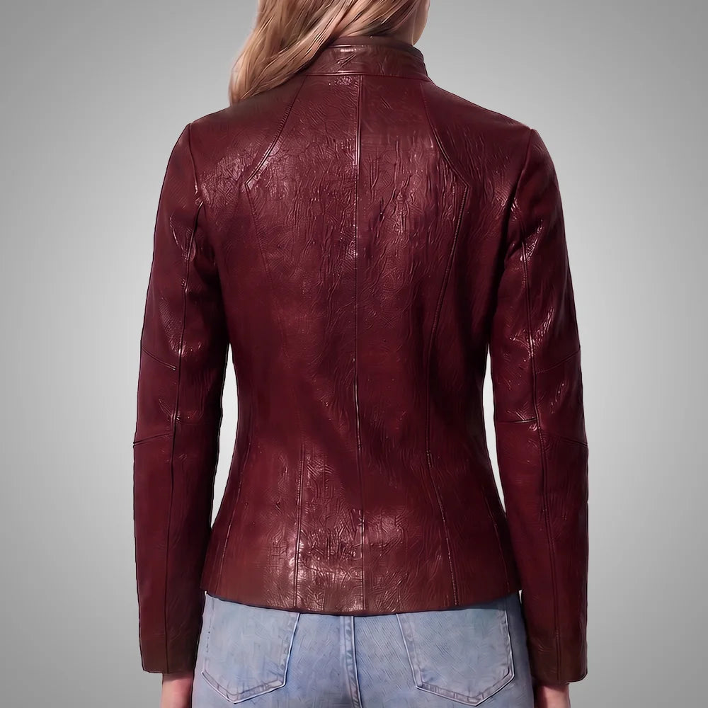 Women Reversible Lambskin Mahogany leather Jacket | Smooth Nappa Finish