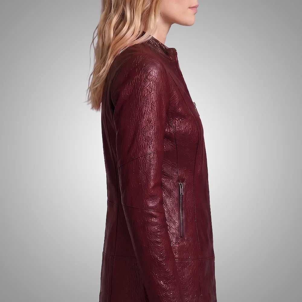 Women Reversible Lambskin Mahogany leather Jacket | Smooth Nappa Finish
