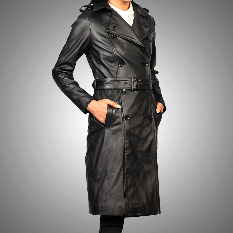 Double Breasted Leather Coat