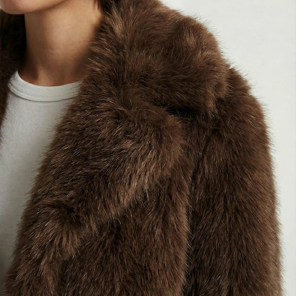 Faux Fur Crop Jacket – Chocolate