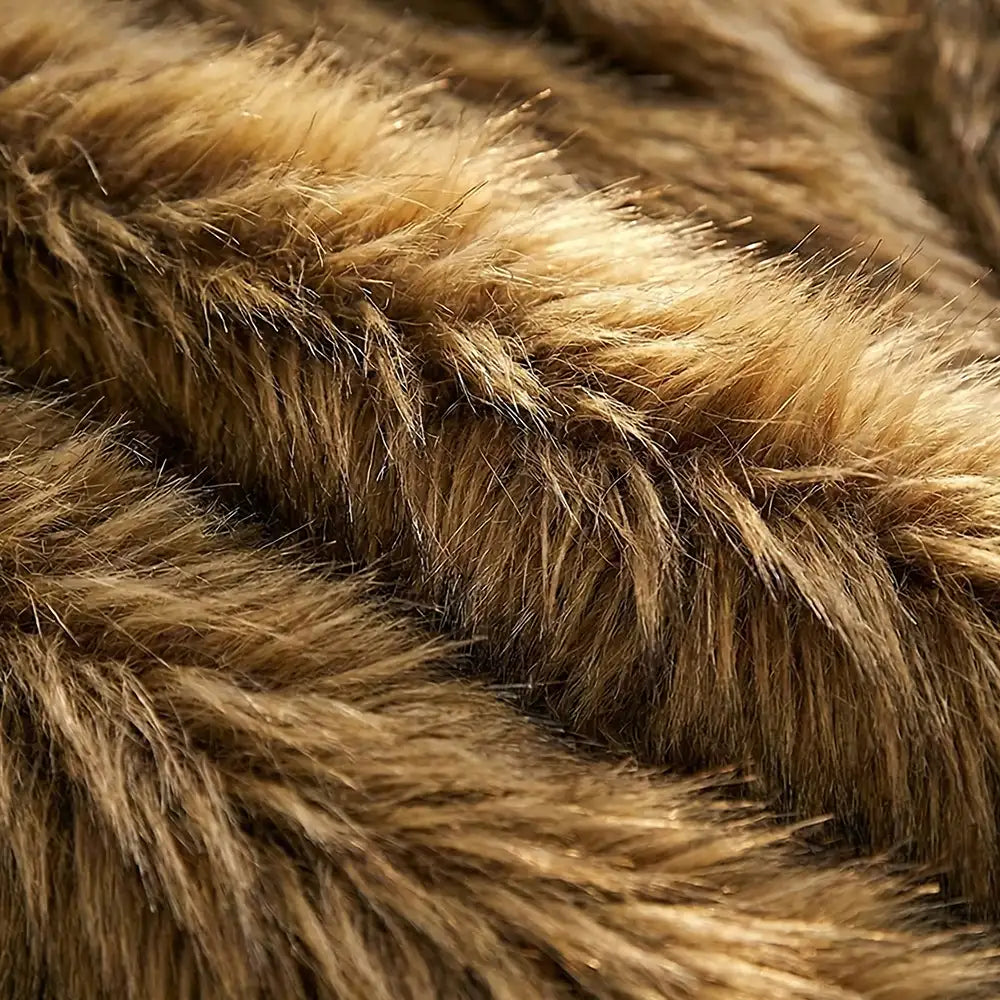 Men’s Faux Fur Jacket — Fleece Lined Winter Coat with Hood