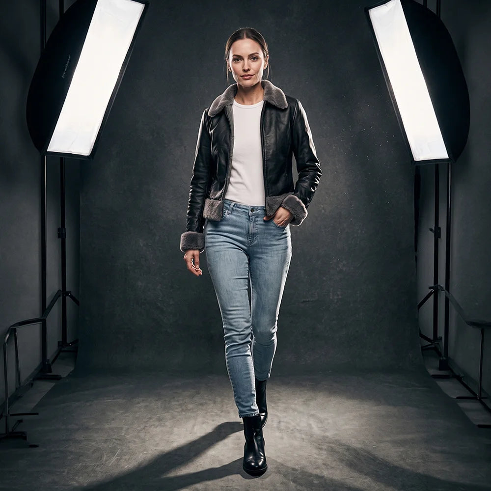 Hawkridge Shearling Aviator Fur Flight Jacket - Black