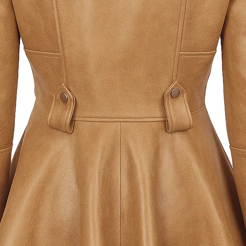 Aurora Women’s Honey Beige Peplum Leather Jacket