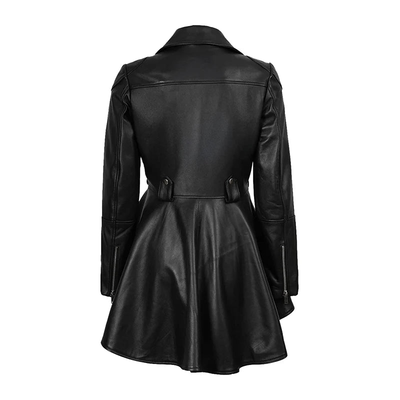 Aurora Women’s Black Peplum Leather Jacket