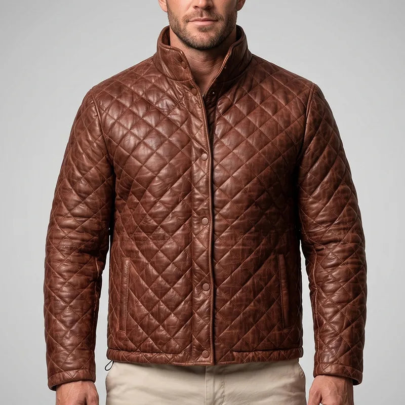 LegacyRider Rustic Brown Quilted Lambskin Jacket | Full-Grain