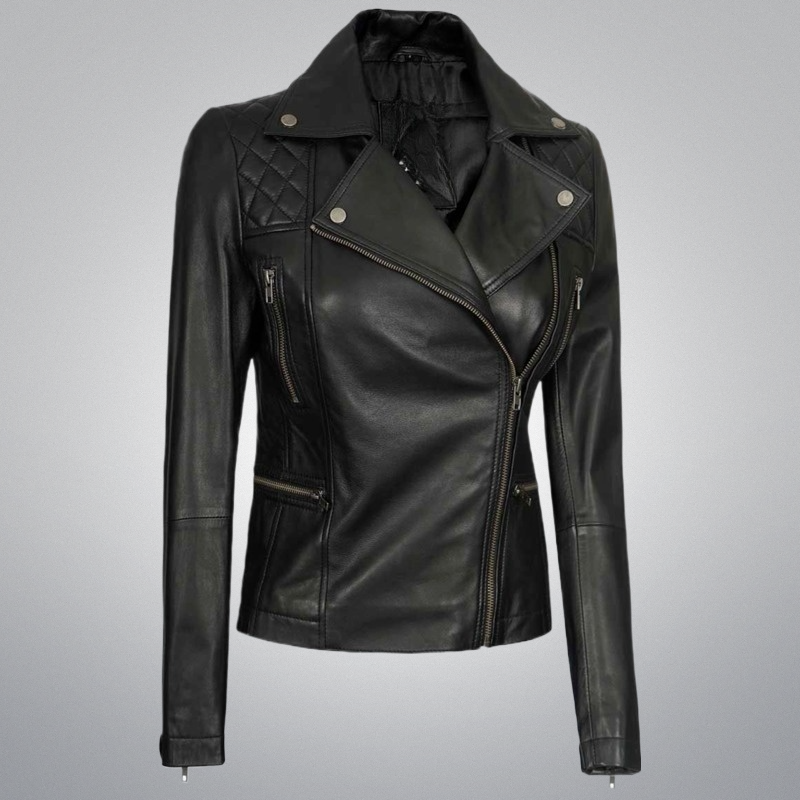 Black Biker Jacket - Quilted
