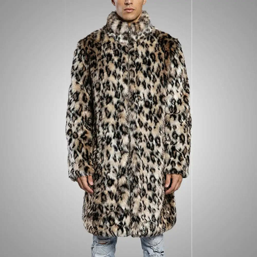 Leopard Faux Fur Long Length Coat