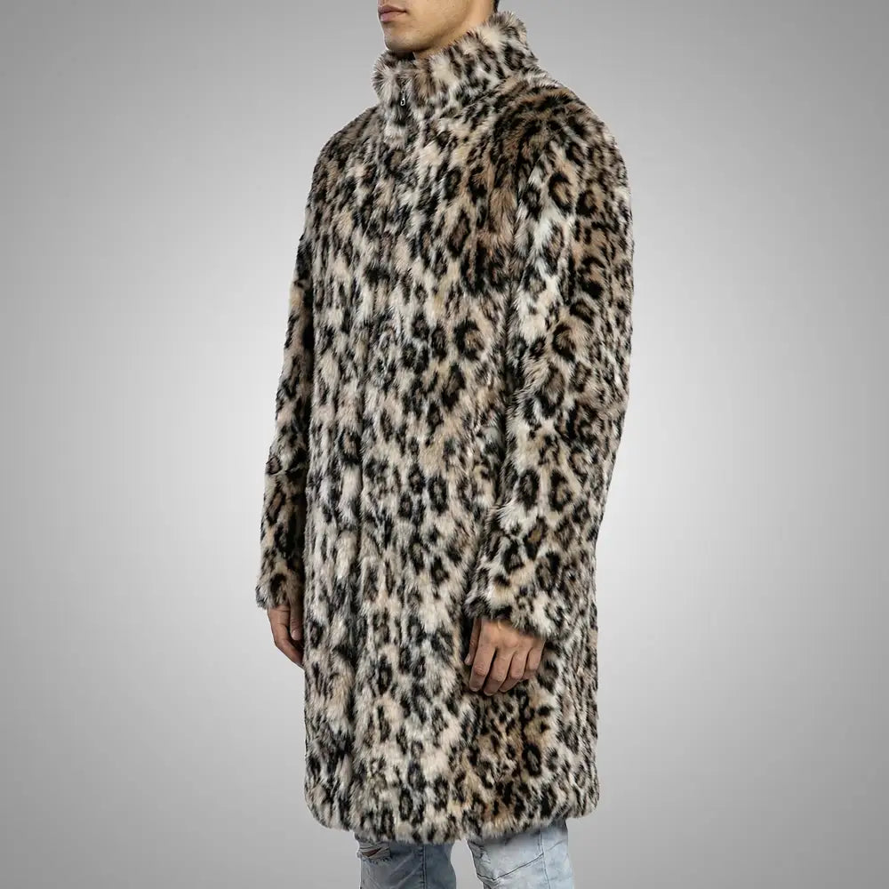 Leopard Faux Fur Long Length Coat
