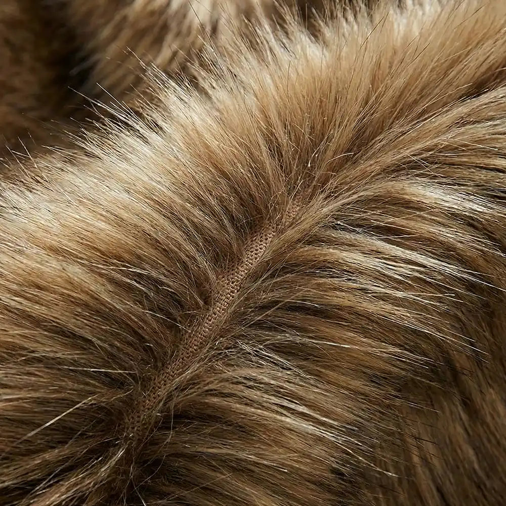 Imperial Long Fluffy Fur Jacket with Oversized Collar