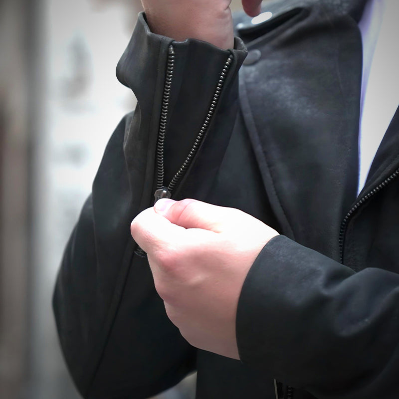 Black Racer Jacket - Matte Finish by Cuir Jackets USA