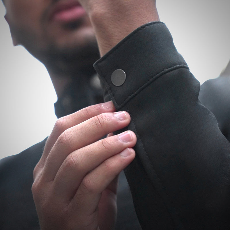 Black Biker Jacket - Matte finish by Cuir Jackets USA
