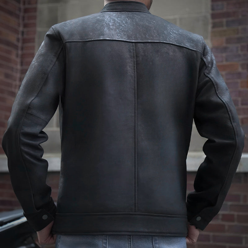Black Biker Jacket - Matte finish by Cuir Jackets USA