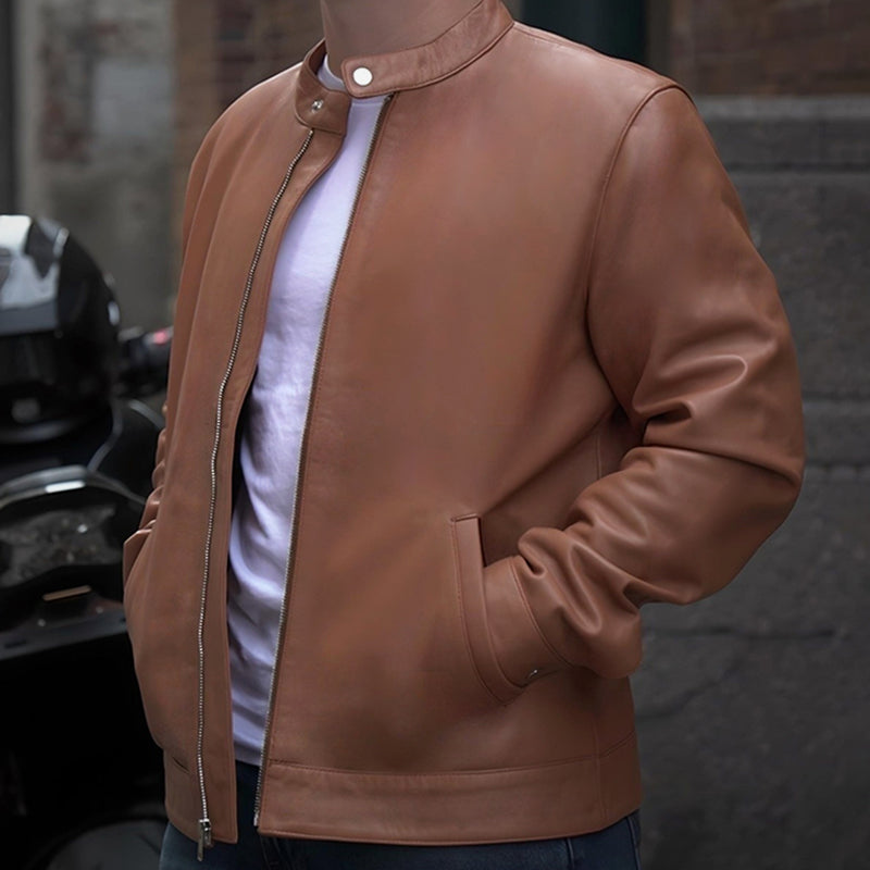 Tan Biker Jacket by Cuir Jackets USA