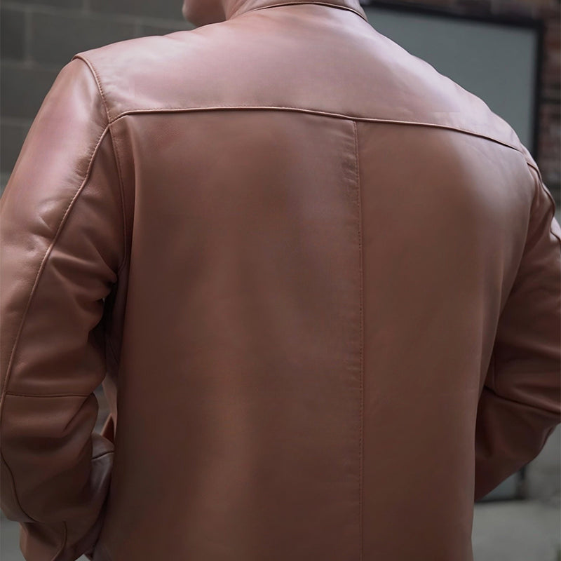 Tan Biker Jacket by Cuir Jackets USA
