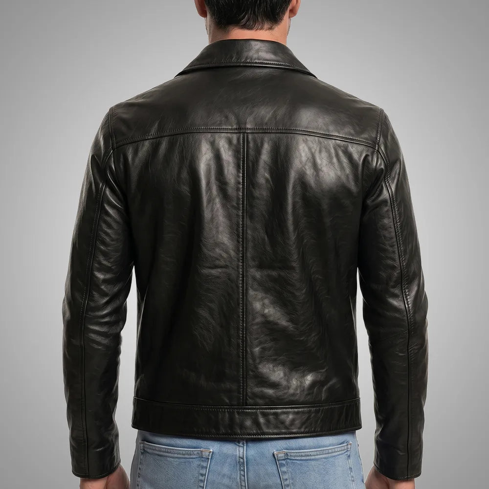 Legacy Black Cowhide Leather Jacket, 100% Genuine Grain
