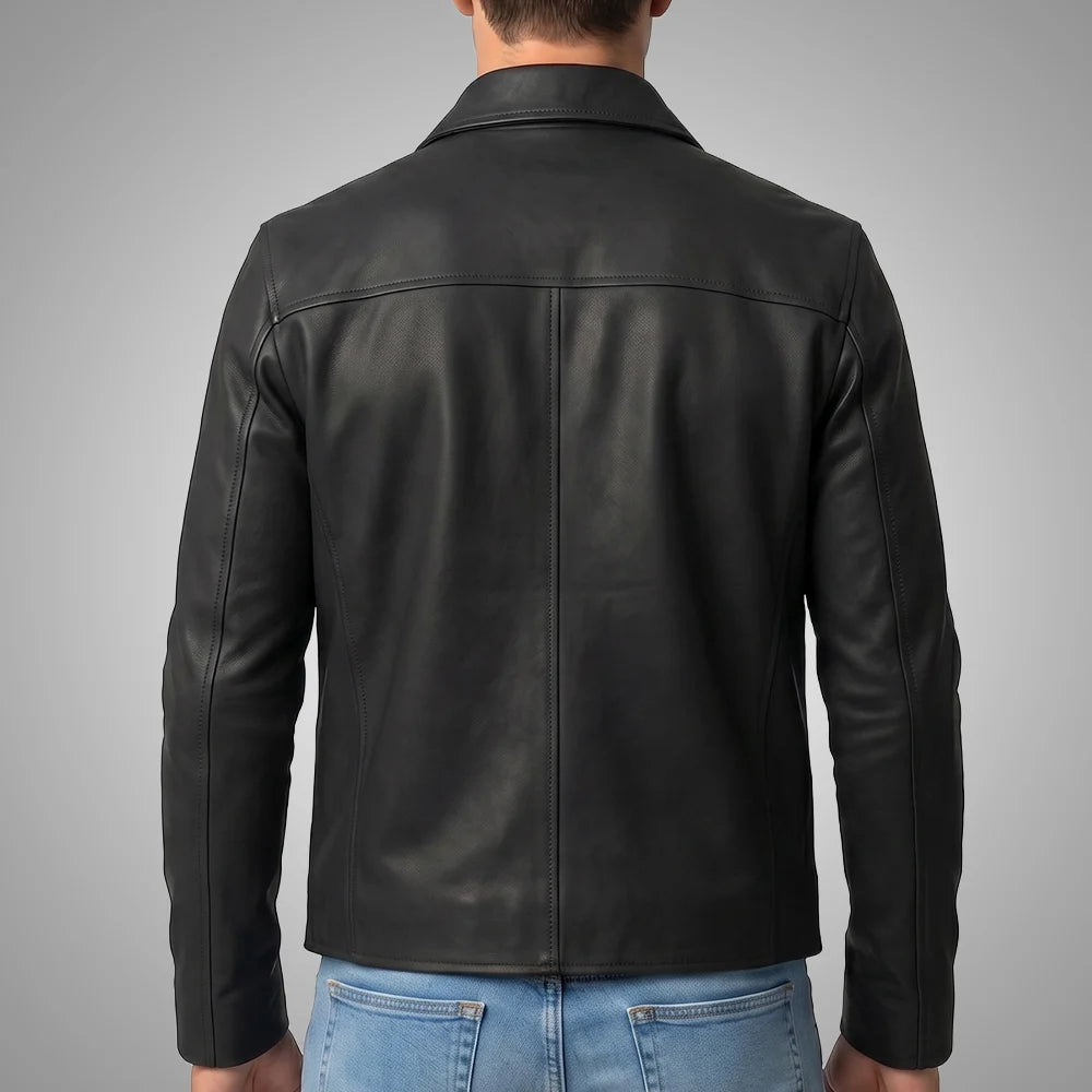 Legacy Matte Black Cowhide Leather Jacket, 100% Genuine Grain