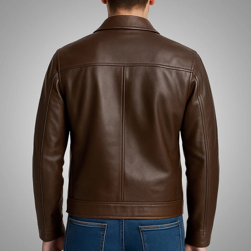 Legacy Brown Cowhide Leather Jacket, 100% Genuine Grain