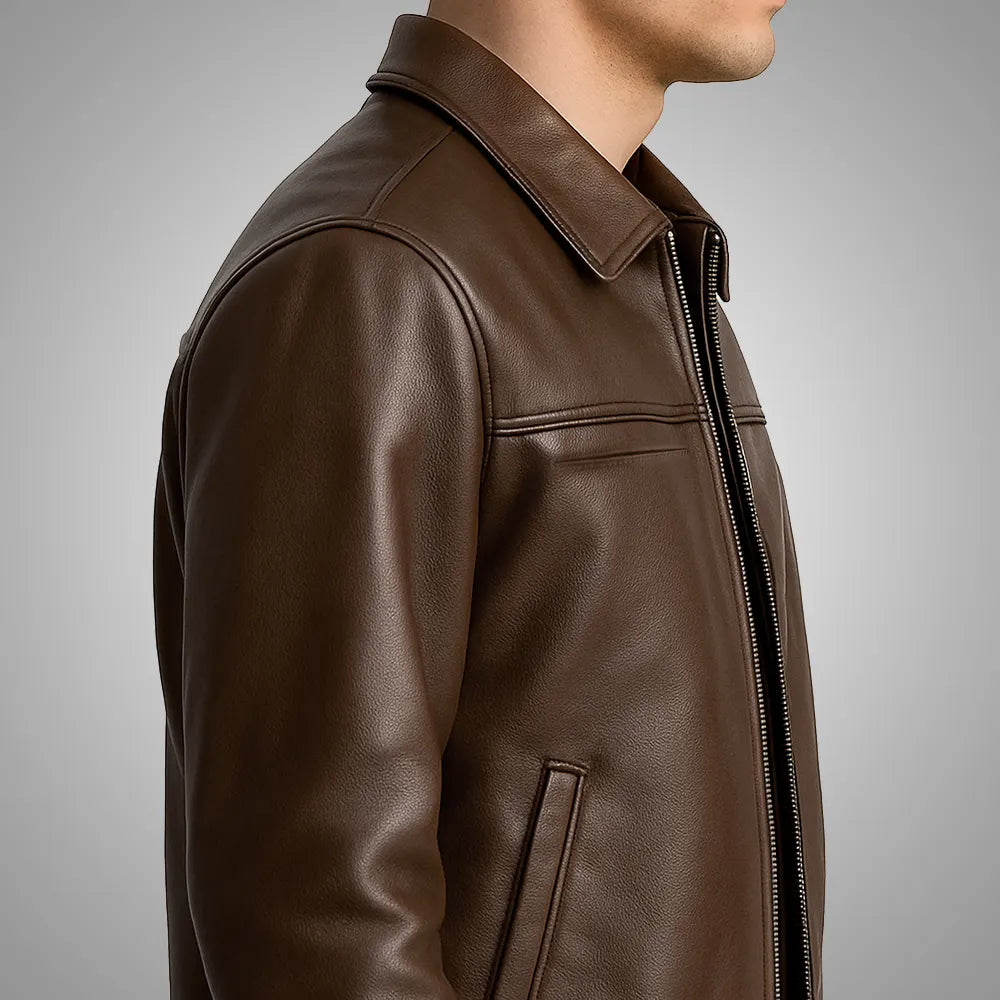 Legacy Brown Cowhide Leather Jacket, 100% Genuine Grain