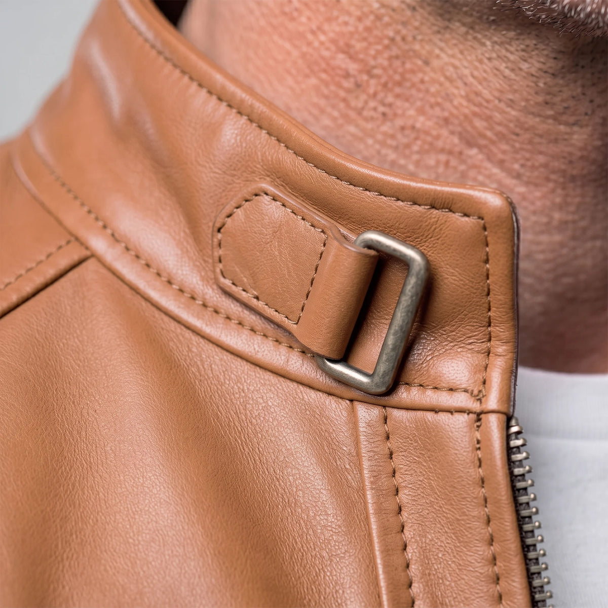 QuiltedBikerJacketOrangeBrown