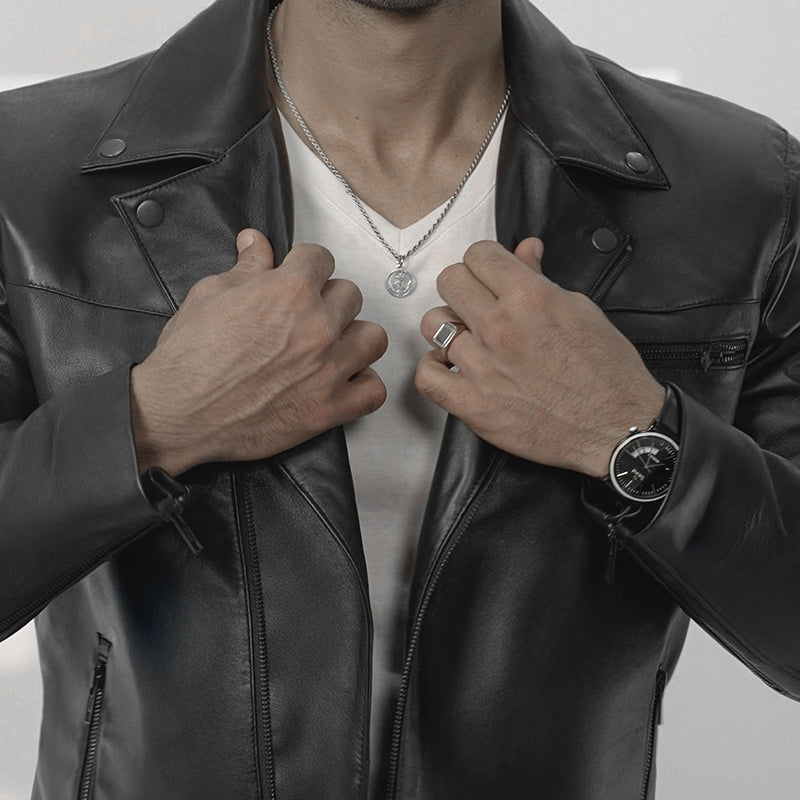Black Racer Jacket by Cuir Jackets USA