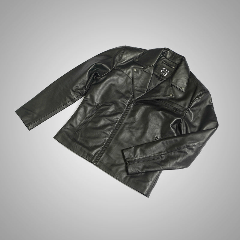 Black Racer Jacket by Cuir Jackets USA