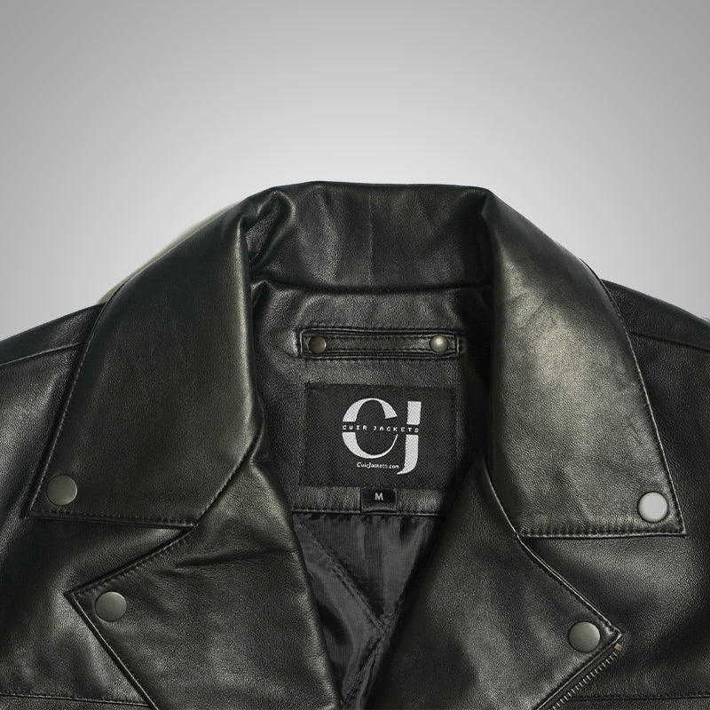Black Racer Jacket by Cuir Jackets USA
