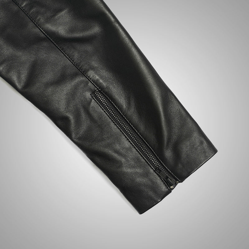 Black Racer Jacket by Cuir Jackets USA
