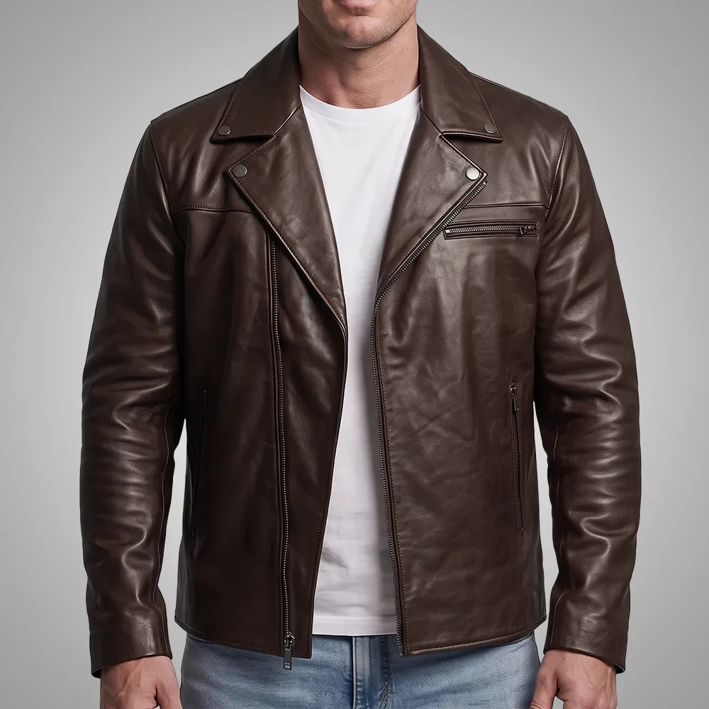 Racer Brown Leather Jacket | Premium Lambskin Ignite™ Edition