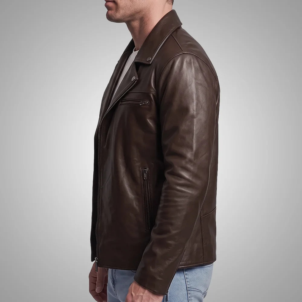 Racer Brown Leather Jacket | Premium Lambskin Ignite™ Edition