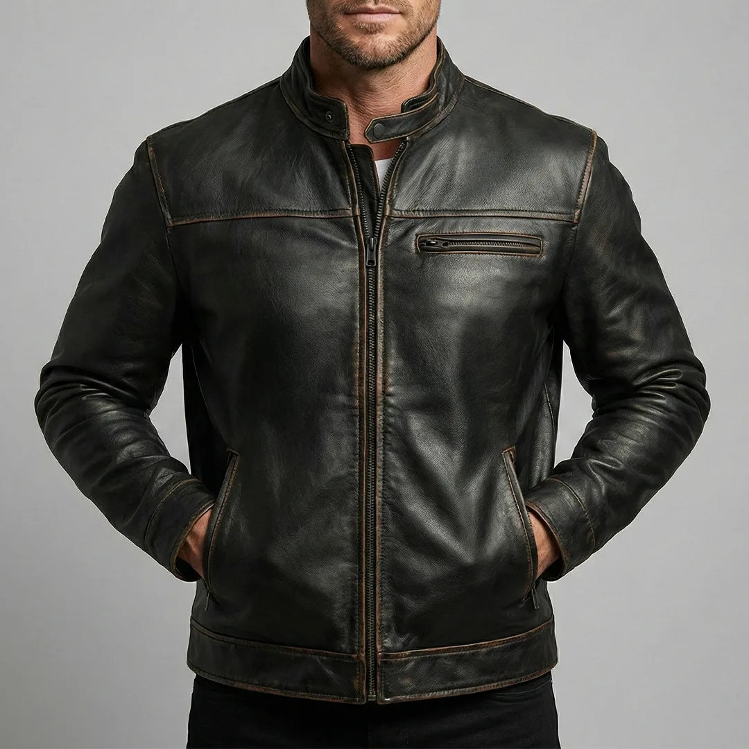 Urban Drift Lambskin Roadster Jacket - Dark Mahogany