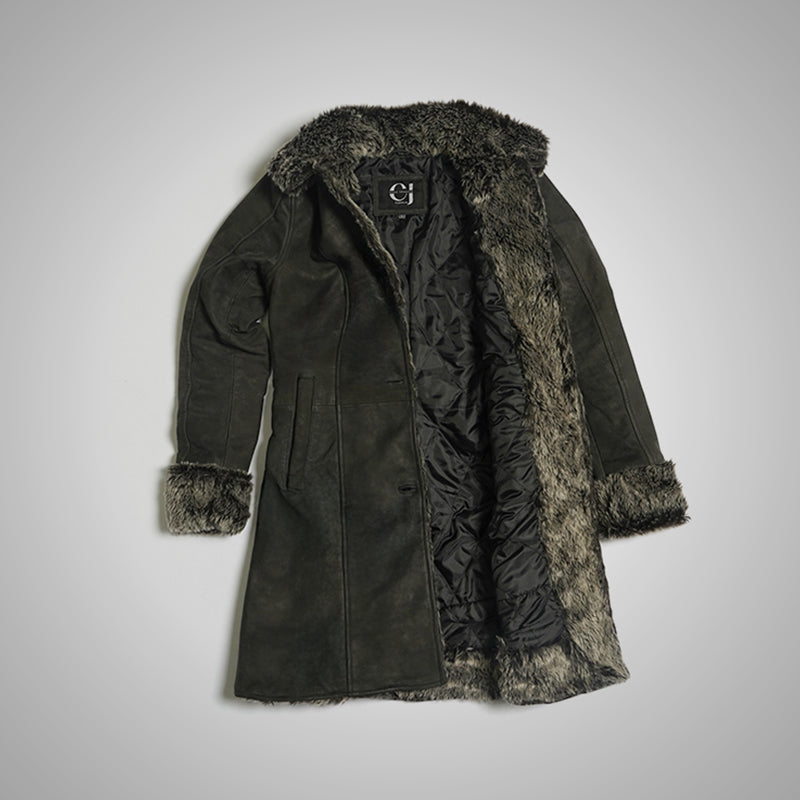 Shearling Black Fur Leather Coat