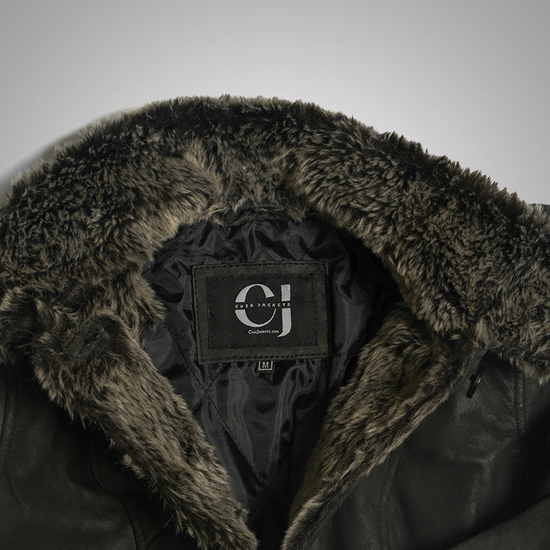 Shearling Black Fur Leather Coat