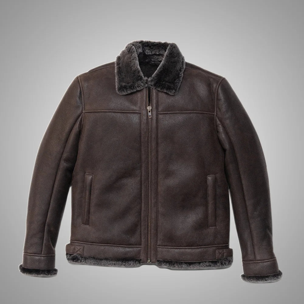 Heritage Fur Shearling Leather Bomber Jacket - Espresso