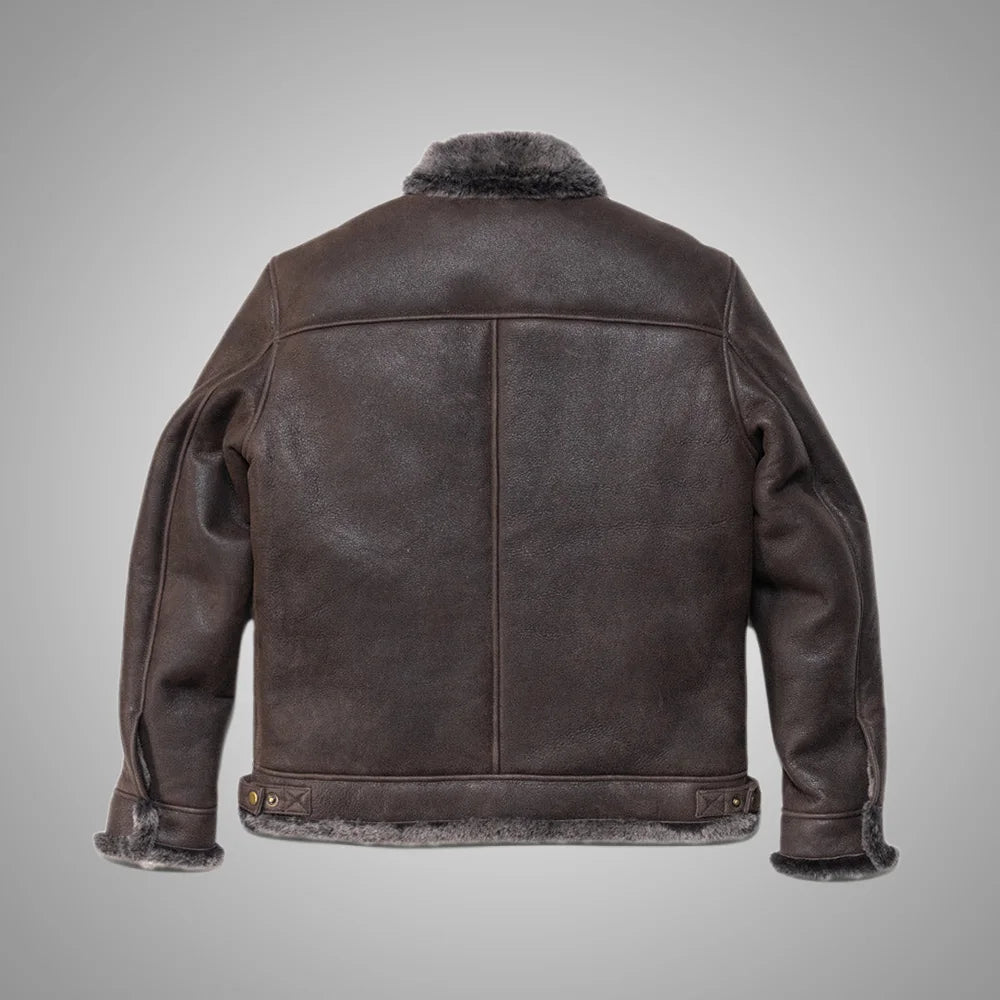 Heritage Fur Shearling Leather Bomber Jacket - Espresso