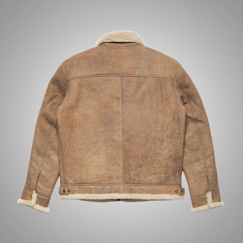 Heritage Fur Shearling Leather Bomber Jacket - Honey Beige