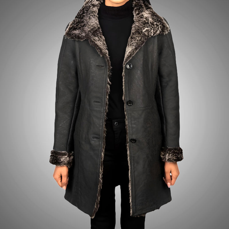 Shearling Fur Leather Coat