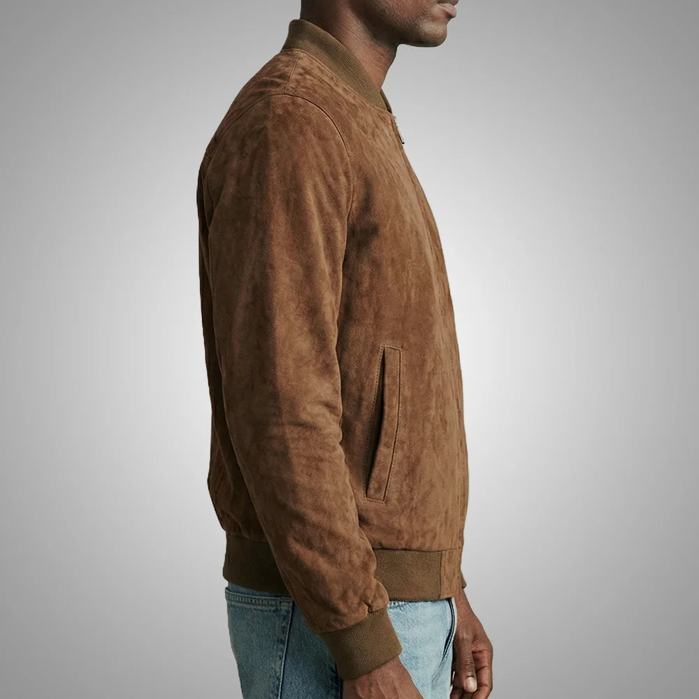 Suede Brown Bomber Jacket
