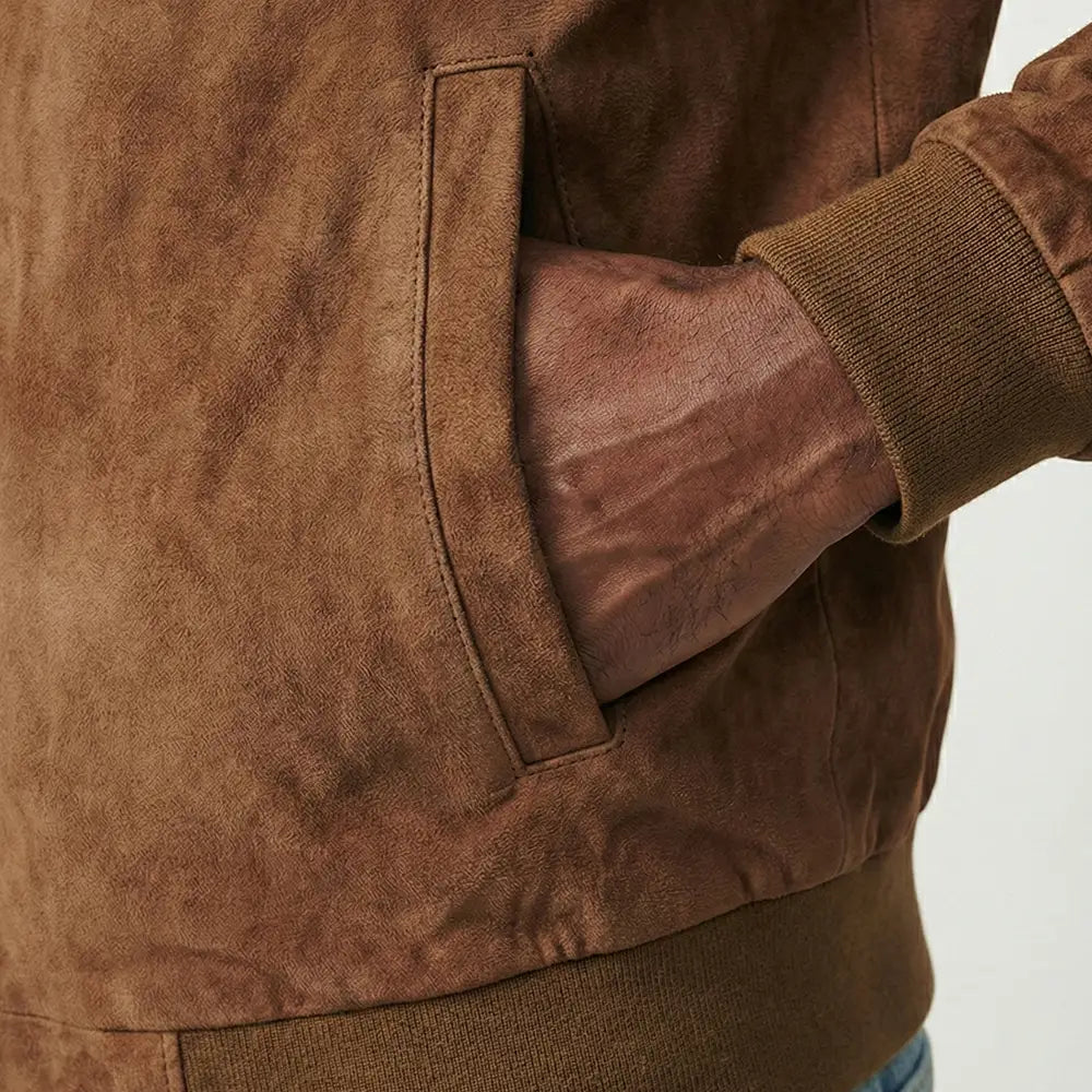 Suede Brown Bomber Jacket