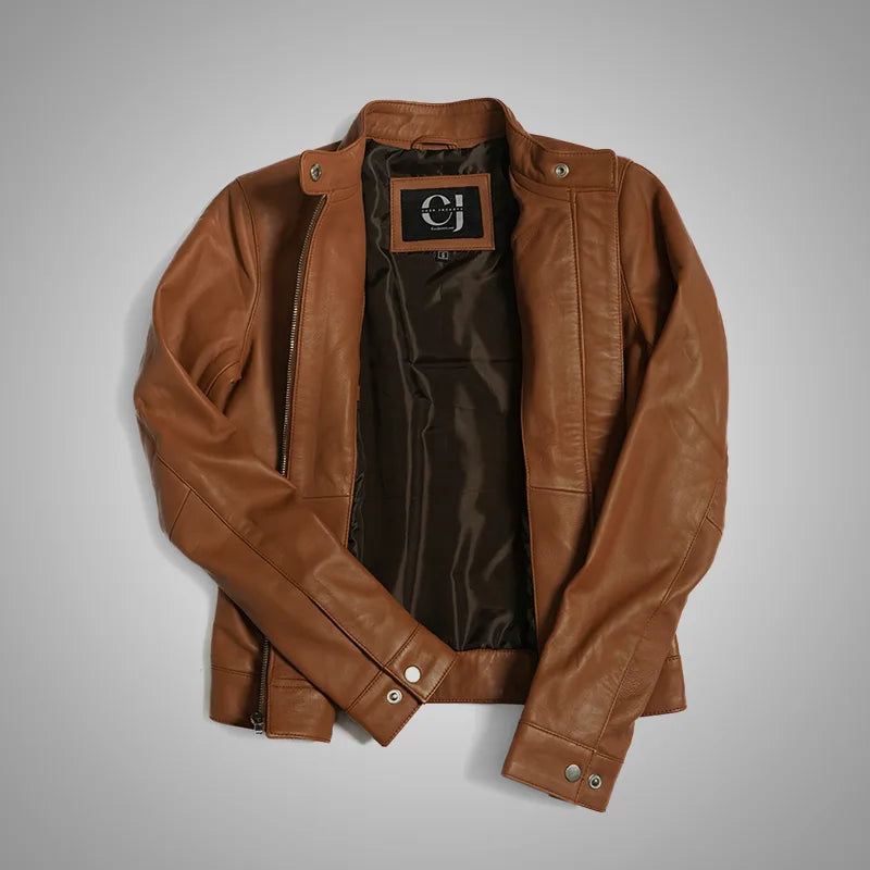 IronSoul Lambskin Biker Jacket - Tan