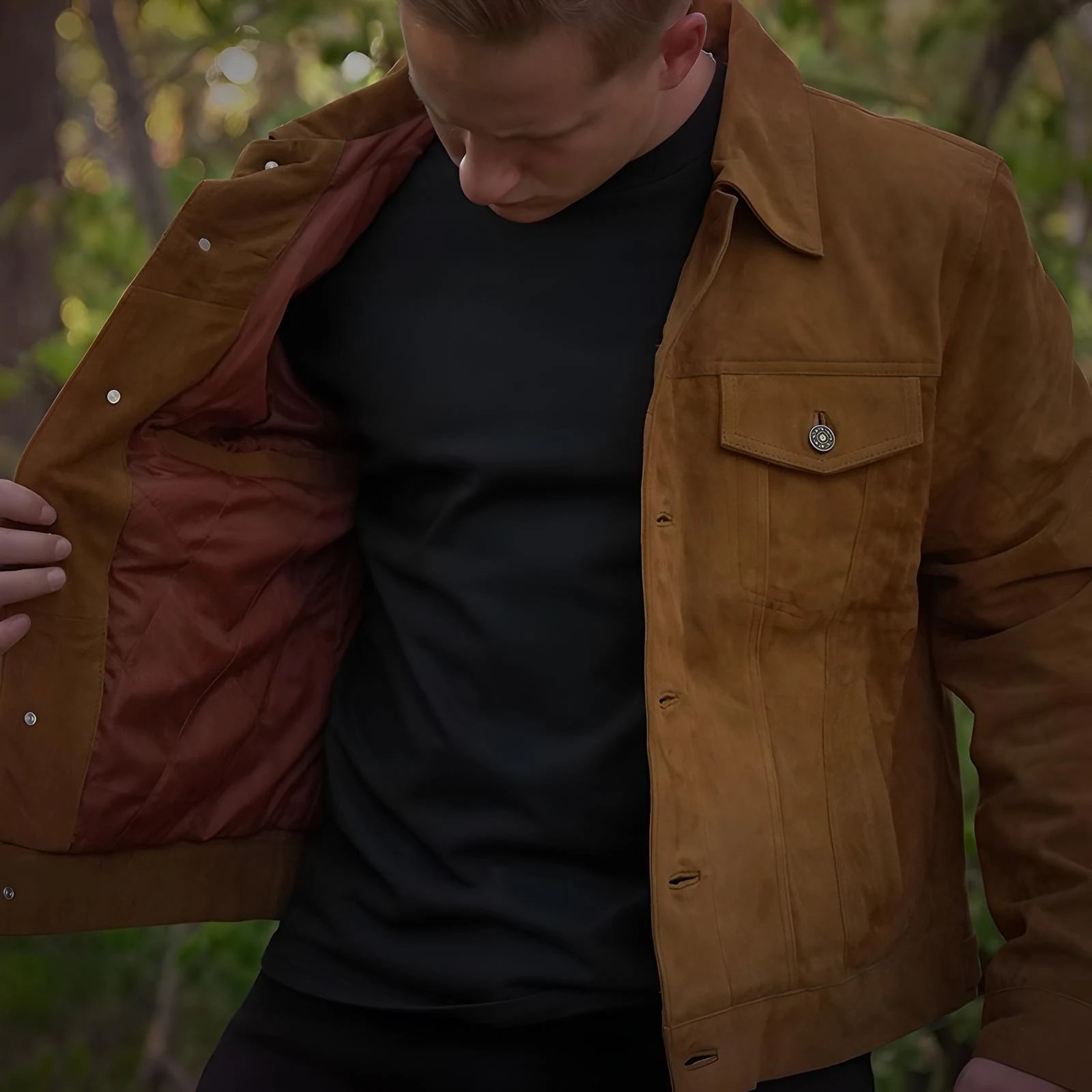 Heritage Ridge – Goat Suede Trucker Jacket
