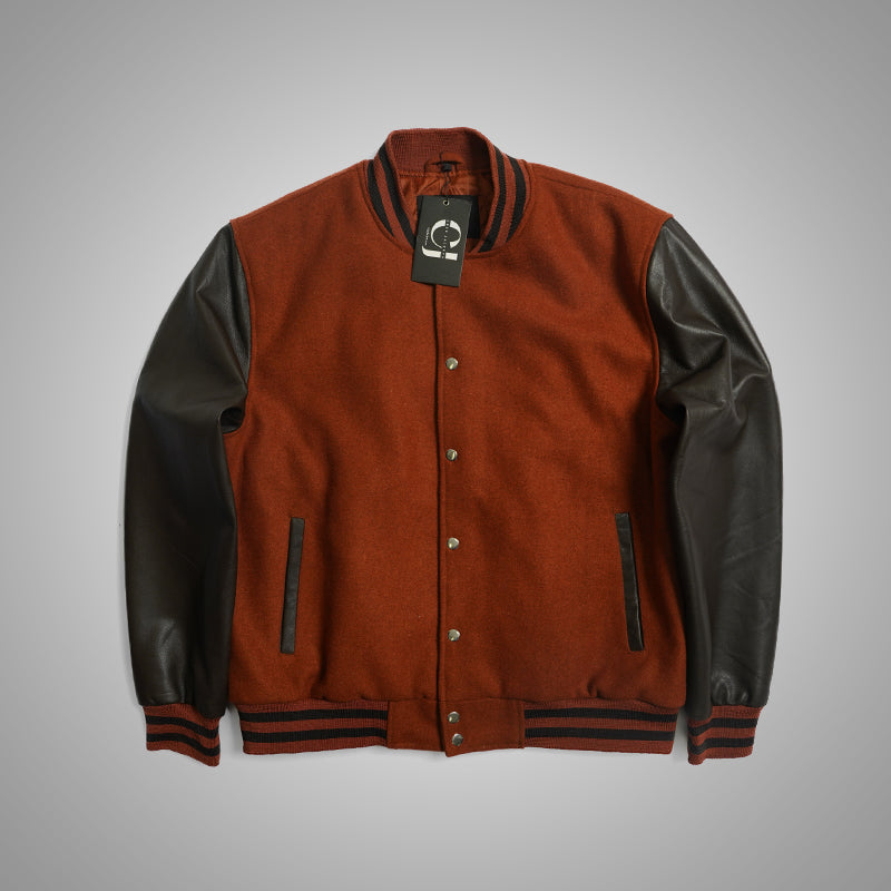 Varsity Jacket With Leather Sleeves