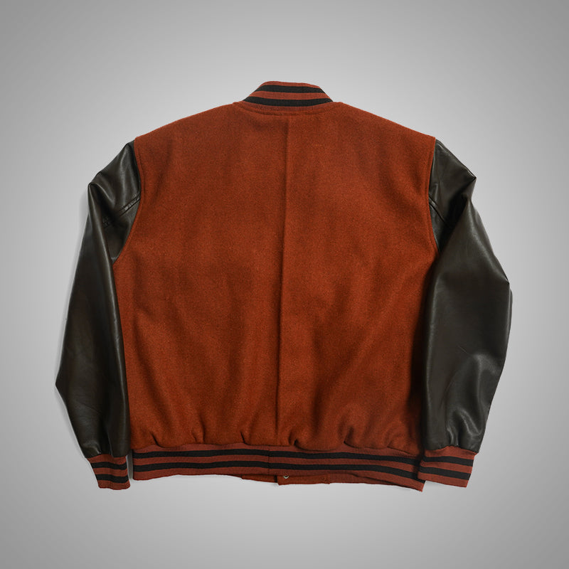 Varsity Jacket With Leather Sleeves