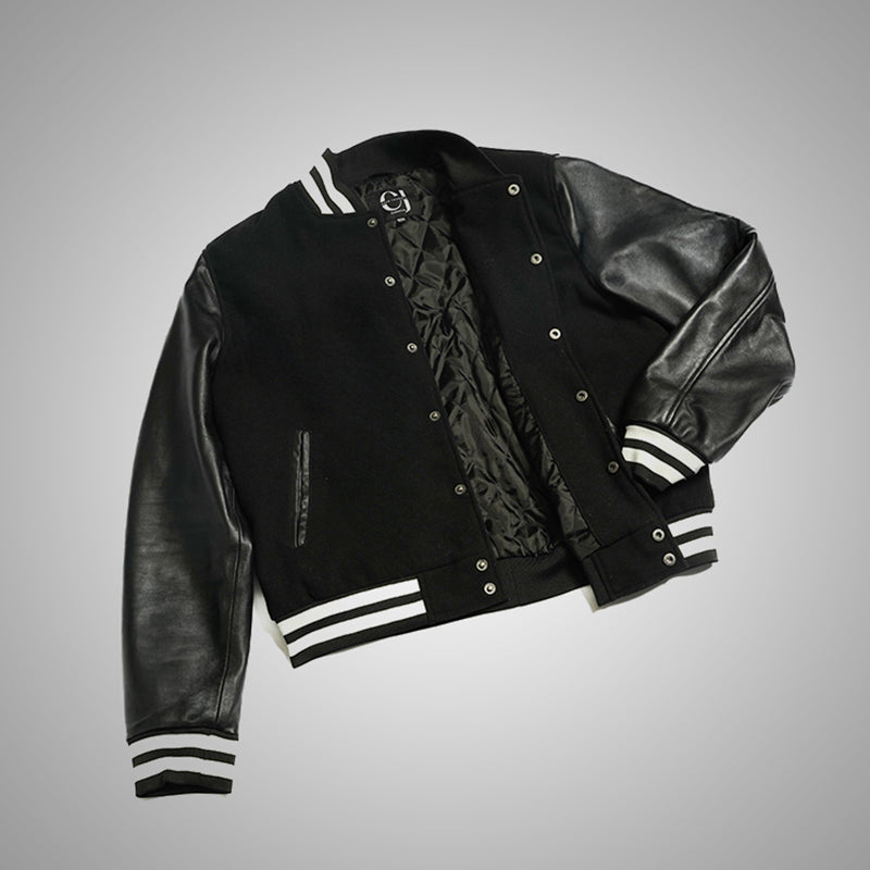 Varsity Jacket With Leather Sleeves