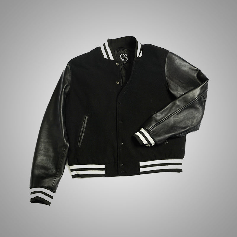 Varsity Jacket With Leather Sleeves