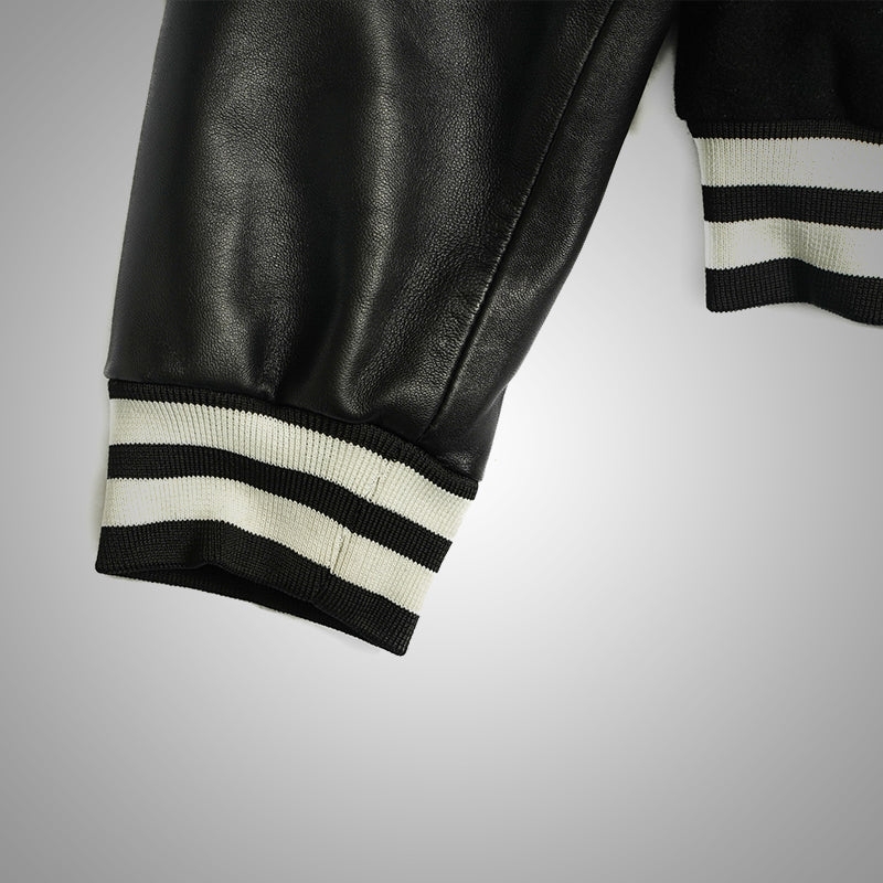 Varsity Jacket With Leather Sleeves