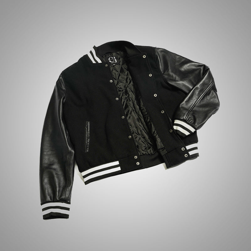 Varsity Jacket With Leather Sleeves