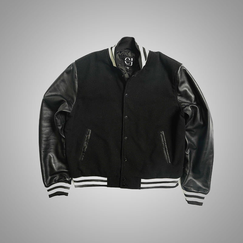 Varsity Jacket With Leather Sleeves