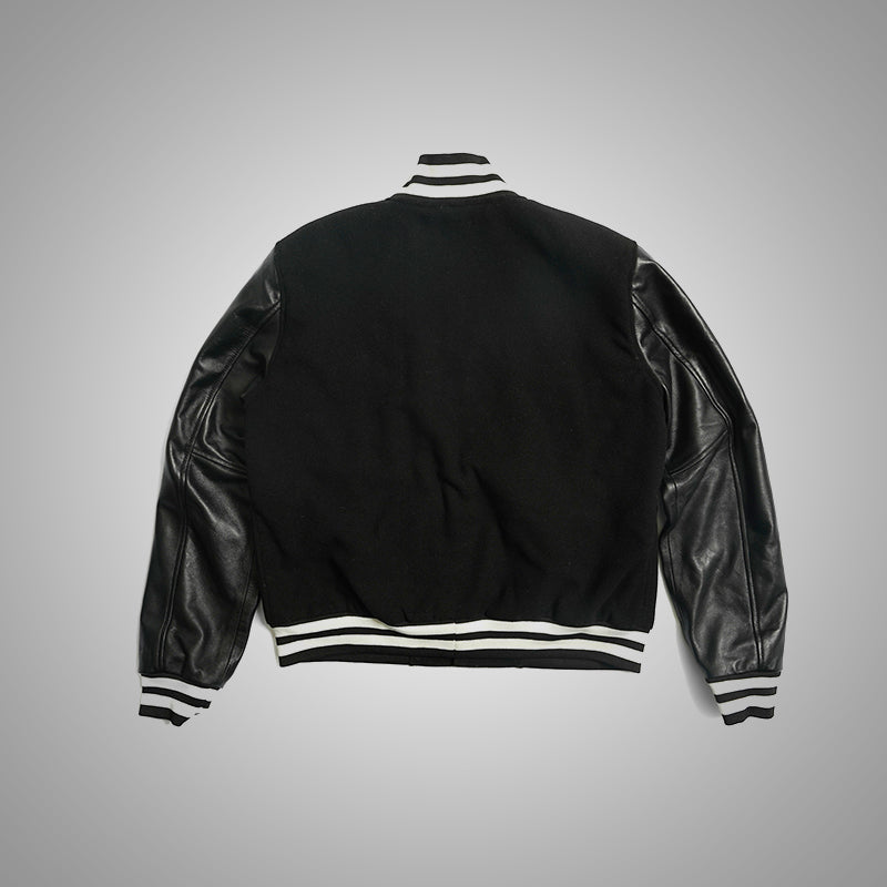 Varsity Jacket With Leather Sleeves